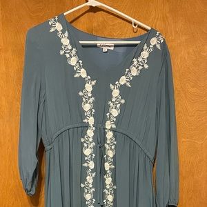 Ankle length light blue dress